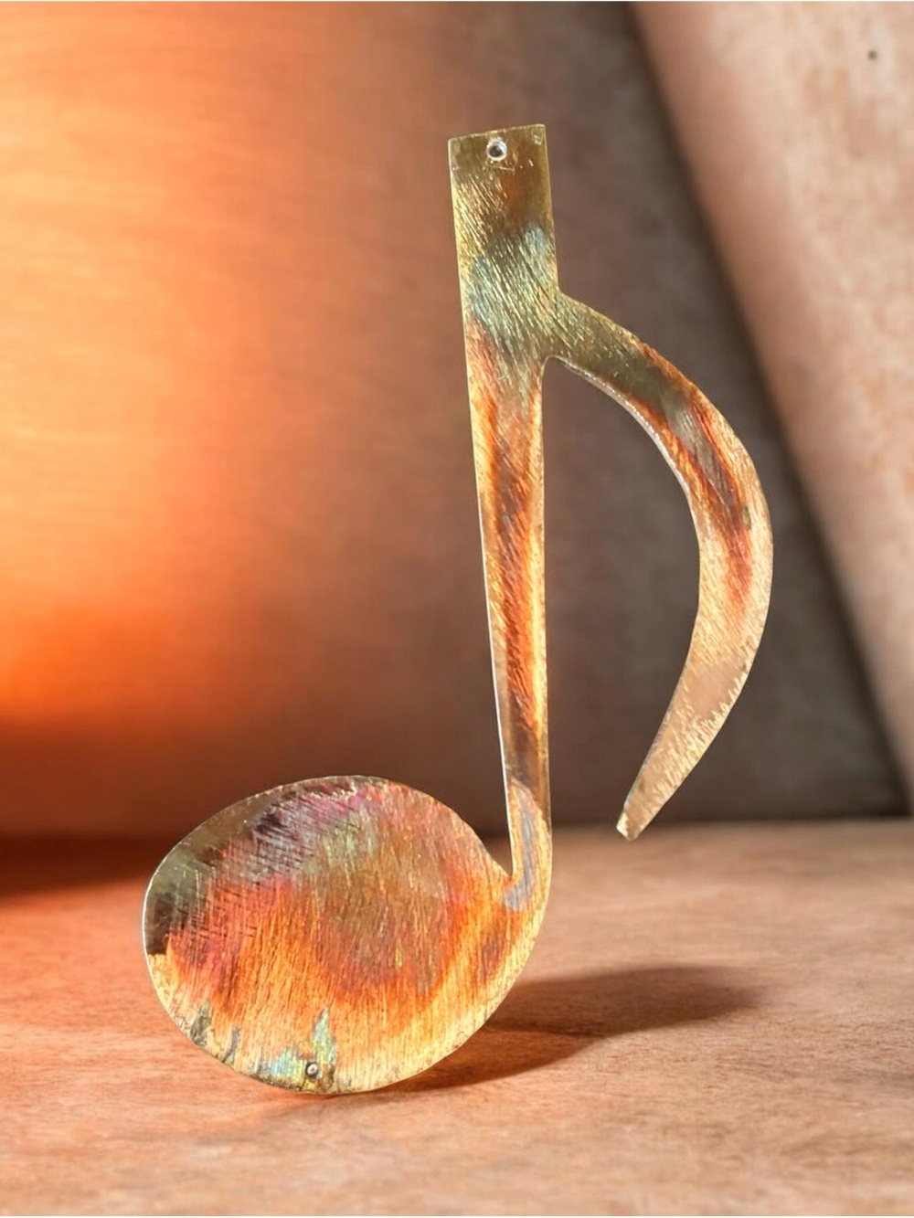 Vintage Artisan Copper & Brass Musical Eighth Note Wall Art Décor Accent